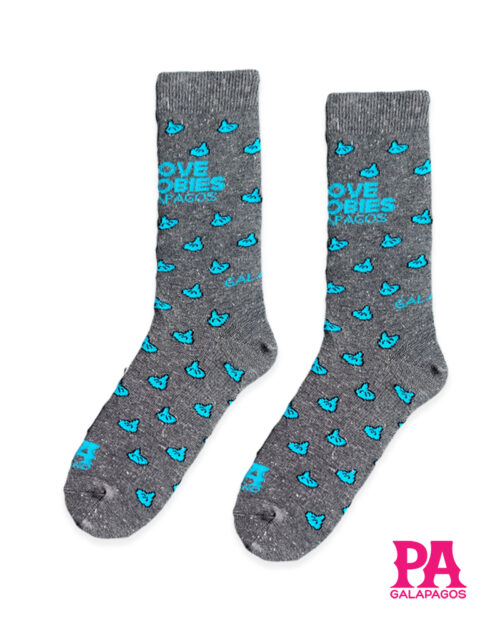 Patitas Azules Repetidas Fondo Gris Con Brillo