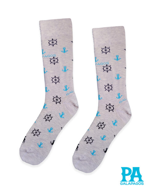 Anclas azules y timón negro fondo gris claro