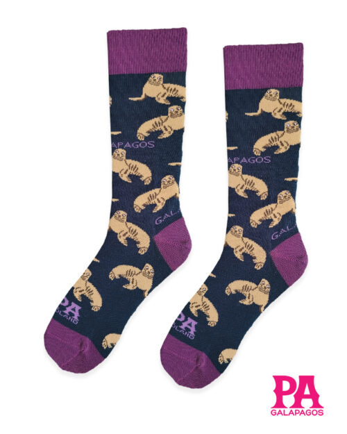 Lobos marinos fondo azul marino