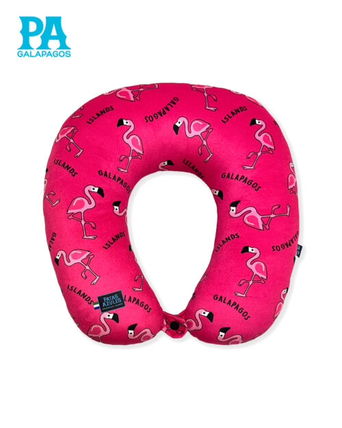Almohada De Cuello Rosada Con Flamingos De Galápagos