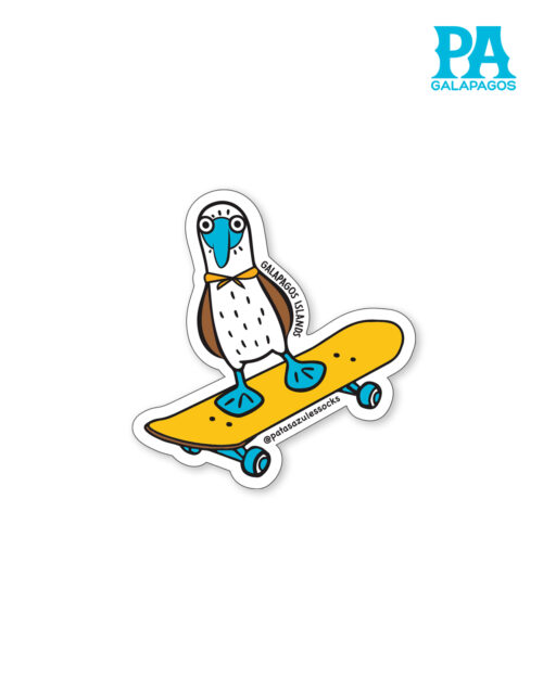 Imán De Piquero De Patas Azules En Patineta Amarilla