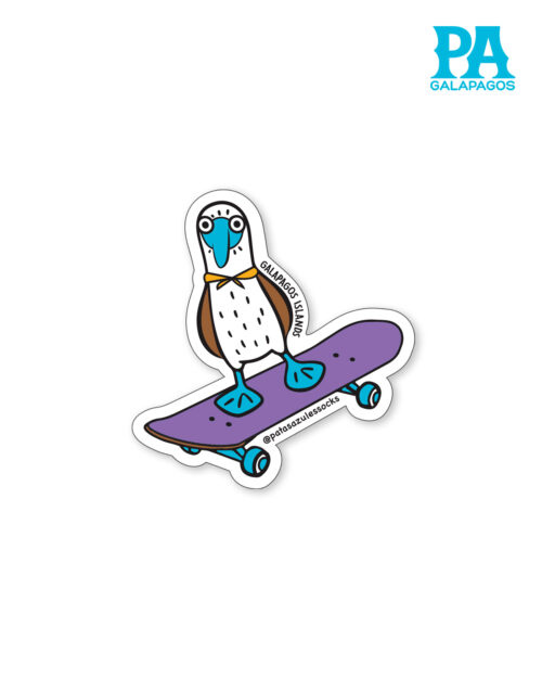 Imán De Piquero De Patas Azules En Patineta Morada