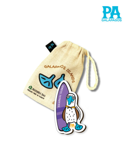 Imán Encapsulado De Piquero De Patas Azules Con Tabla De Surf Color Morado