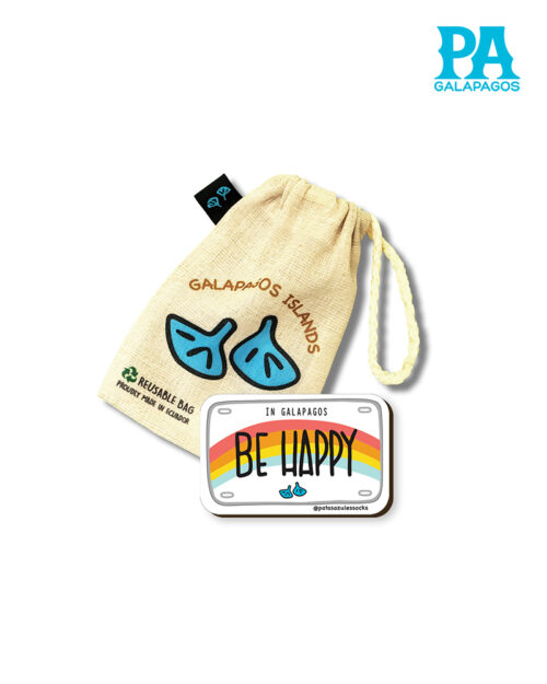 Imán Encapsulado De Placa De Vehículo De Galápagos Frase Be Happy