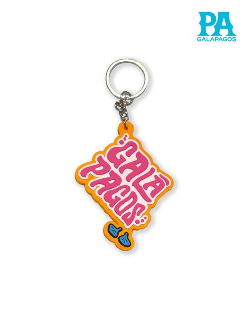Llavero De Caucho Con Galápagos Fucsia Y Patas Azules De Piquero