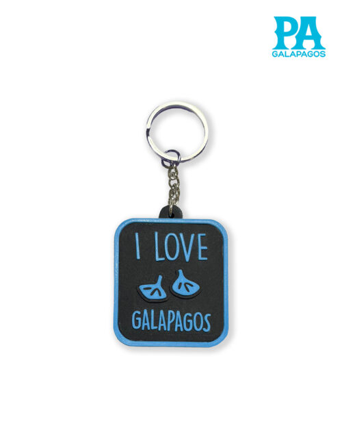 Llavero De Caucho I Love Galapagos Con Patas Azules De Piquero De Galápagos