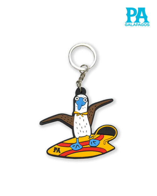 Llavero De Caucho Piquero Patas Azules En Tabla De Surf