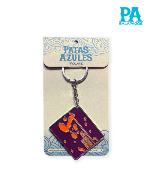 Llavero Morado Con Mapa De Galápagos