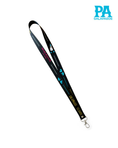 Portagafetes Negro Con Piquero De Patas Azules Y Líneas