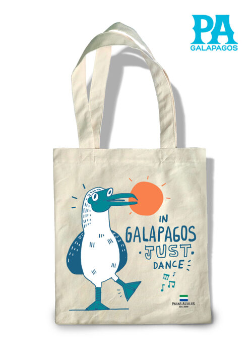Tote Bag Con Foto De Piquero Patas Azules Bailando Con Frase In Galpagos Just Dance