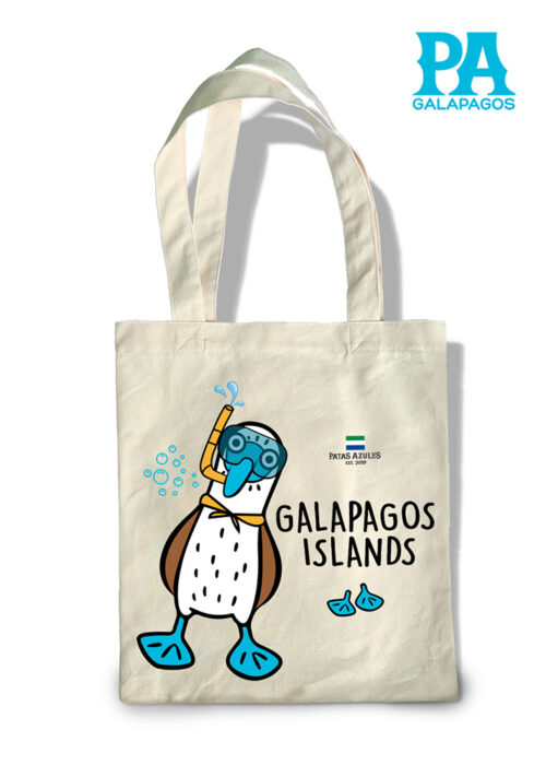 Tote Bag Con Foto De Piquero Patas Azules Usando Máscara De Snorkel