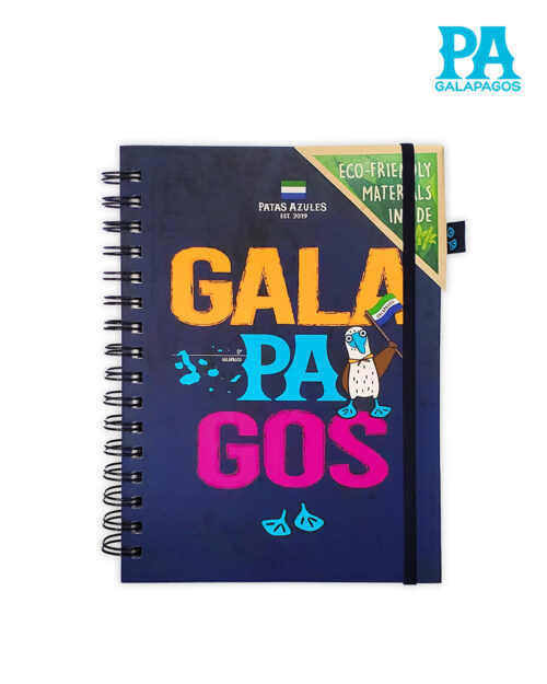 Agenda Azul Oscuro Con Letras De Galápagos De Colores