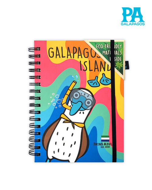 Agenda Con Olas De Colores Y Piquero Patas Azules Con Máscara De Snorkel
