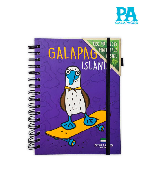 Agenda Morada Con Piquero Patas Azules En Patineta