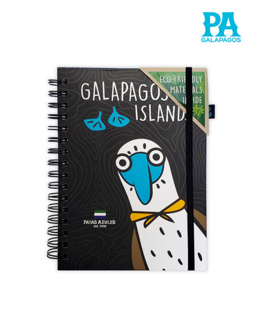 Agenda Negra Con Piquero Patas Azules Saliendo De La Esquina