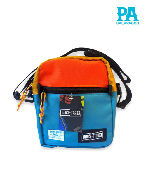 Bolso De Hombro Color Celeste Con Naranja Y Amarillo