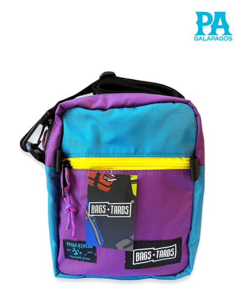 Bolso De Hombro Color Celeste Con Violeta Y Amarillo