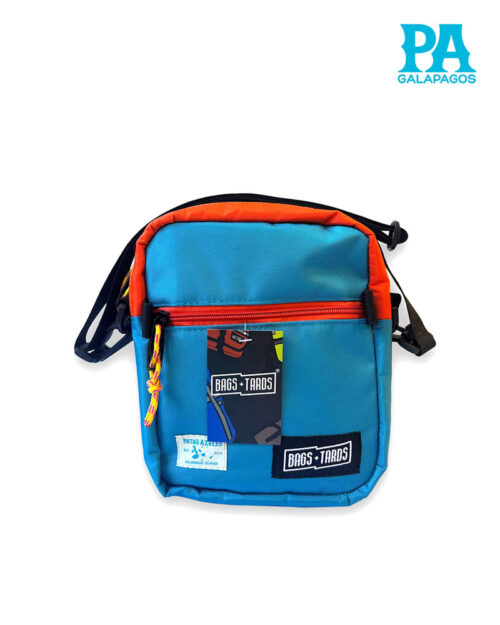 Bolso De Hombro Color Celeste Con Naranja
