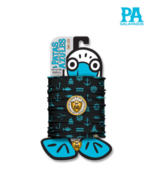 Buff De Íconos Náuticos Celestes Fondo Negro Mate B09