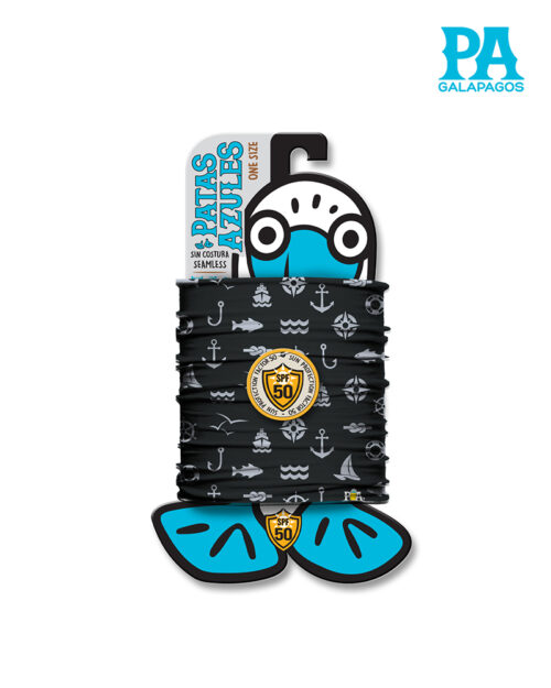 Buff De Íconos Náuticos Grises Fondo Negro Mate B06