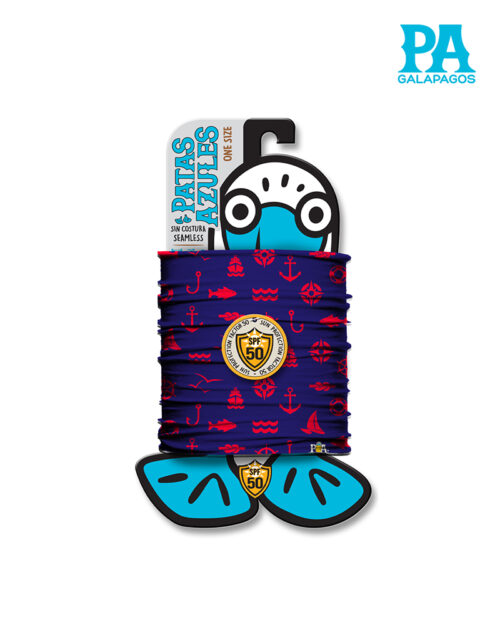 Buff De Íconos Náuticos Rojos Fondo Azul B04