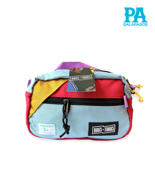 Canguro Mini Bag De 2.5 L Color Celeste Con Rojo Y Amarillo