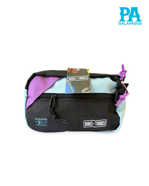 Canguro Mini Bag De 2.5 L Color Negro Con Celeste Y Morado