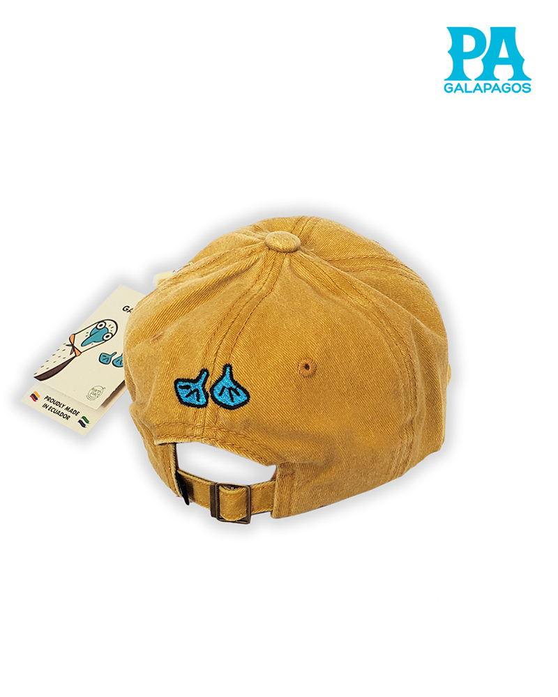 Gorra Estilo Vintage Descolorida Con Bordado Patas Azules Mostaza - Image 2