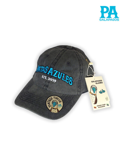 Gorra Estilo Vintage Descolorida Con Bordado Patas Azules Negra