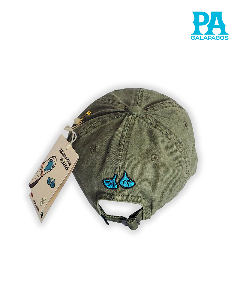 Gorra Estilo Vintage Descolorida Con Bordado Patas Azules Verde Militar - Image 2