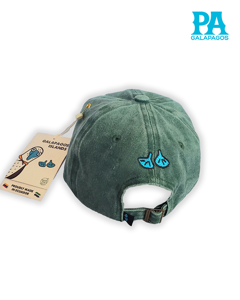 Gorra Estilo Vintage Descolorida Con Bordado Patas Azules Verde - Image 2