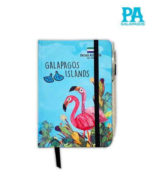 Libreta Celeste Con Flamingos De Galápagos