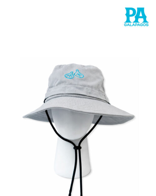 Sombrero Estilo Safari Explorador Gris Claro Con Patas De Piquero Bordadas Y Cordón Ajustable