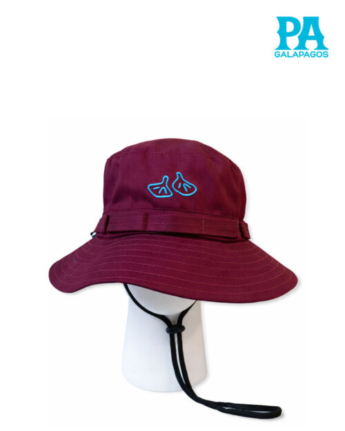 Sombrero Estilo Safari Explorador Vino Con Patas De Piquero Bordadas Y Cordón Ajustable