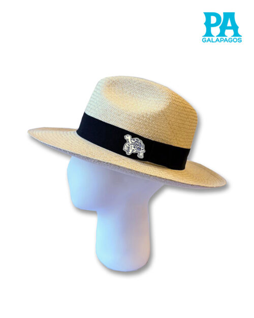 Sombrero De Paja Toquilla Con Cinta Negra Y Pin Metálico