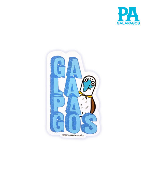 Sticker De Palabra Galápagos Celeste Con Azul Y Piquero Patas Azules