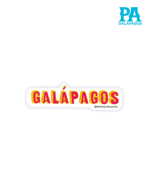 Sticker De Palabra Galápagos En Fucsia Y Amarillo