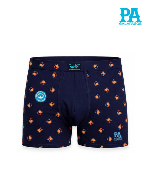 Boxer De Algodón Azul Con Patrón De Cangrejos