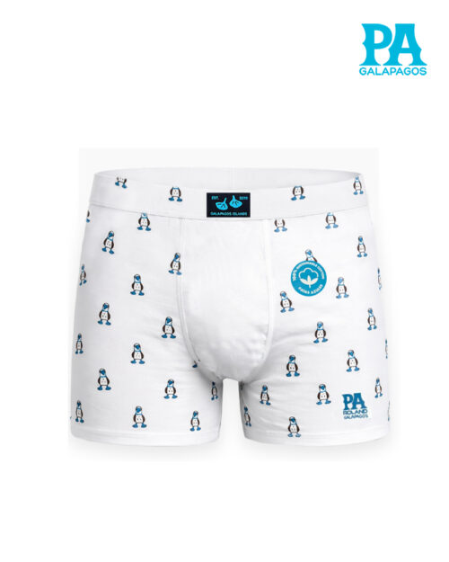 Boxer De Algodón Blanco Con Patrón De Piqueros Patas Azules