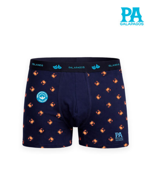 Boxer De Algodón Con Elástico En Cintura Azul Con Patrón De Cangrejos