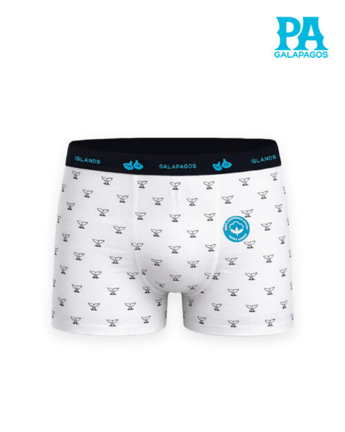 Boxer De Algodón Con Elástico En Cintura Blanco Con Patrón De Colas De Ballena
