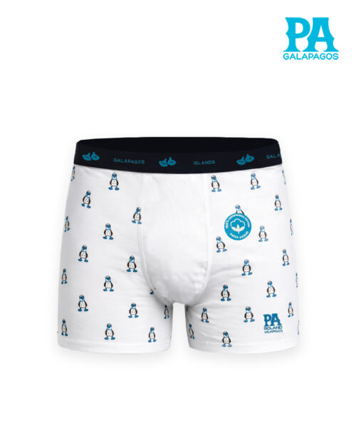 Boxer De Algodón Con Elástico En Cintura Blanco Con Patrón De Piqueros Patas Azules