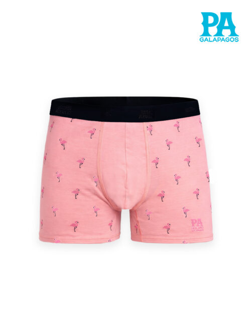 Boxer De Algodón Con Elástico En Cintura Coral Con Patrón De Flamingos