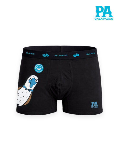Boxer De Algodón Con Elástico En Cintura Gris Oscuro Con Piquero Patas Azules Saliendo De La Esquina
