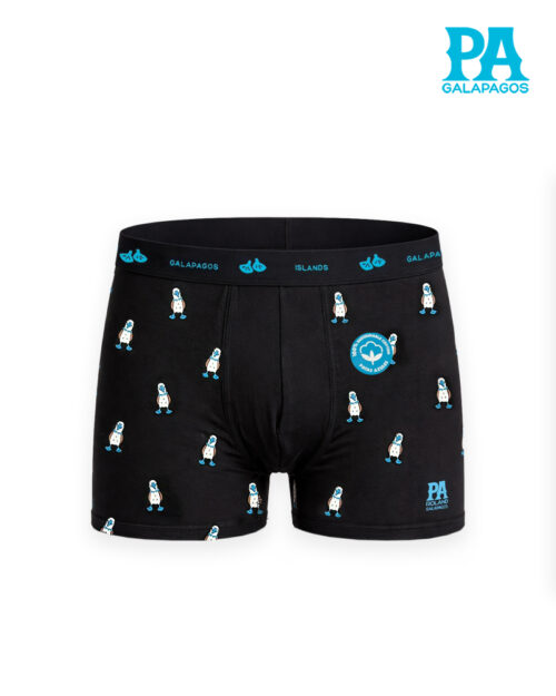 Boxer De Algodón Con Elástico En Cintura Negro Con Patrón De Piqueros Patas Azules