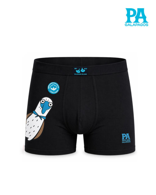 Boxer De Algodón Gris Oscuro Con Piquero Patas Azules Saliendo De La Esquina