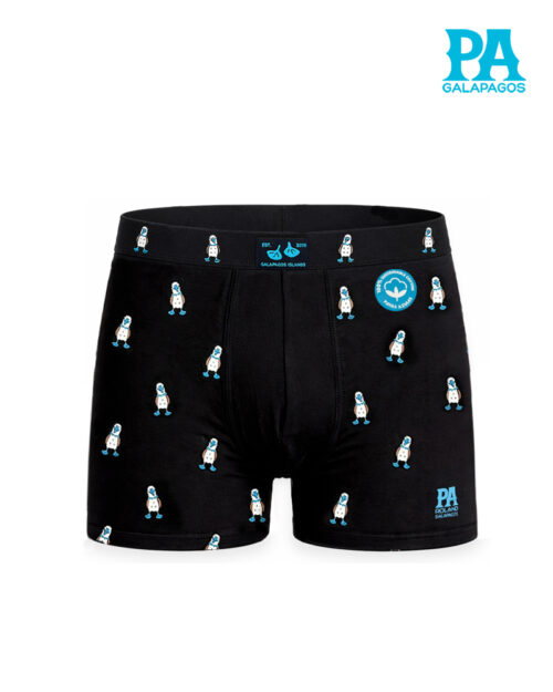 Boxer De Algodón Negro Con Patrón De Piqueros Patas Azules