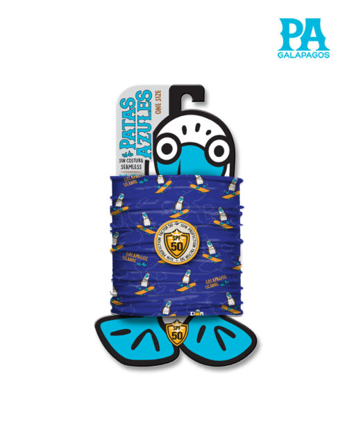 Buff De Piquero Patas Azules Con Patineta Amarilla Fondo Morado B108