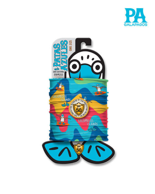 Buff De Piquero Patas Azules Con Tabla De Surf En Olas De Colores B103