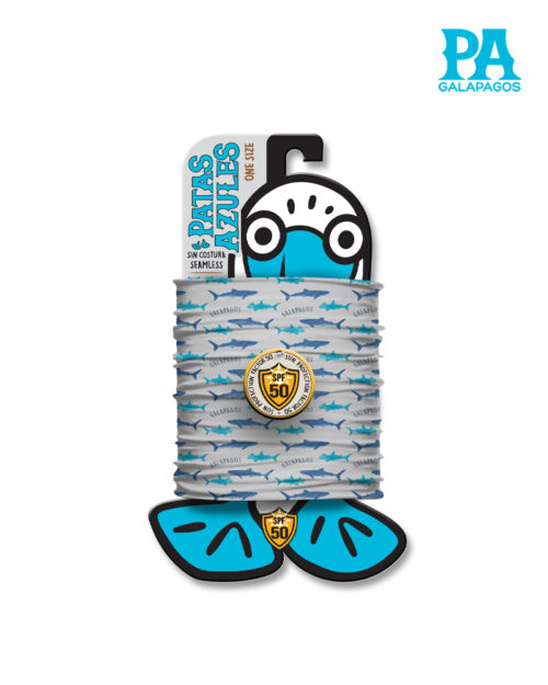 Buff De Tiburones Azules Y Celestes Fondo Gris B87